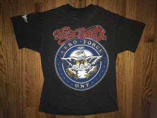 Aerosmith T Shirt 1987 1988 Tour Aero Force One Mens Small Vintage