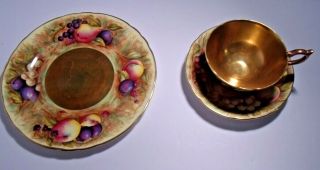 Aynsley Fruit Orchard Gold Trio,  Signed Jones,  Cup,  Saucer,  Plate
