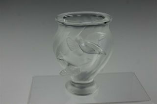 Vtg Lalique France Art Glass Double Rosine Love Bird Dove Vase Crystal Nr Gis