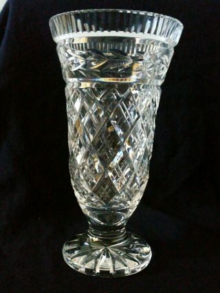 Waterford Crystal Master Cutter Footed Vase 7 " Made Ireland - Vintage