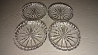 Rare Vintage Waterford Crystal Set Of 4 Large Glass Coasters 4 3/8 " Ireland