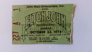 Elton John 1975 Captain Fantastic Concert Ticket Stub Dodgers Stadium Rare