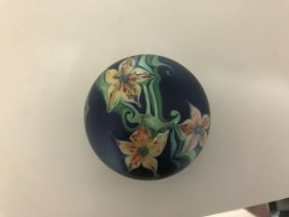 Vintage Orient & Flume Floral Glass Paperweight Signed & Numbered