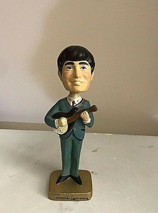 Vintage 1964 Beatles Car Mascots John Lennon 8” Tall Bobbled Head Doll