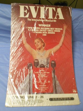 1982 Evita Musical Lobby Card Fvf Saenger Performing Arts Center Orleans
