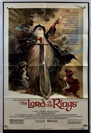 Lord Of Rings Movie Poster (veryfine, ) One Sheet 1978 Sci - Fi Fantasy 1540