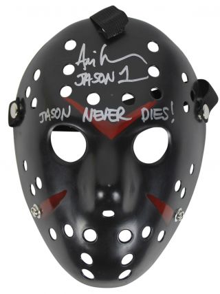 Ari Lehman Friday The 13th " Jason Never Dies " Signed Black Jason Mask Bas