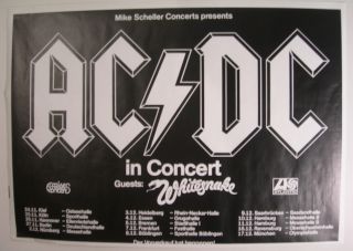 Ac/dc Concert Tour Poster 1980 Back In Black