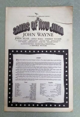 Sands Of Iwo Jima Vintage Pressbook 1949 8 Pages John Wayne