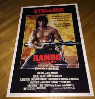 Sylvester Stallone Rambo First Blood Part Ii Org.  One - Sheet Movie Poster 1985