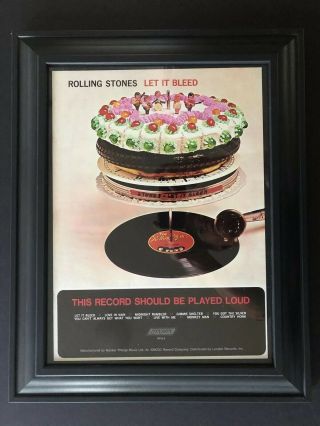 Rolling Stones 1969 11x14.  5” “let It Bleed” Album Ad In 15x19 Frame