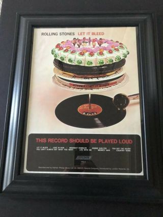 Rolling Stones 1969 11X14.  5” “Let It Bleed” Album Ad In 15X19 Frame 2