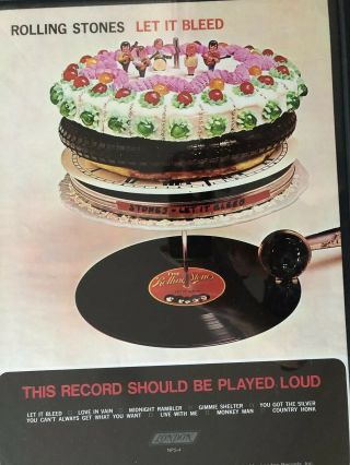 Rolling Stones 1969 11X14.  5” “Let It Bleed” Album Ad In 15X19 Frame 3