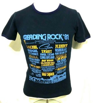 Reading Rock Festival`81 - Old Og Vtg 1980`s Concert T - Shirt Rare Budgie Trust