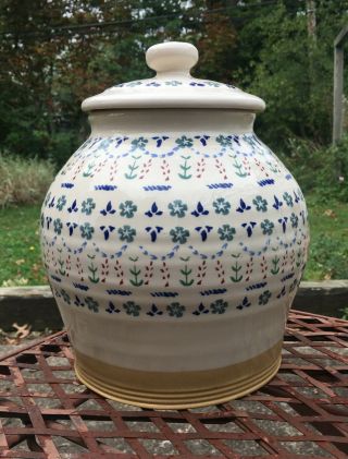 Nicholas Mosse Large Cookie Jar With Lid - Retired Cutting Garden Pattern