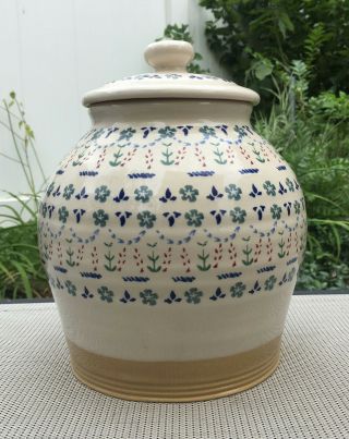 Nicholas Mosse Large Cookie Jar with Lid - Retired Cutting Garden Pattern 2