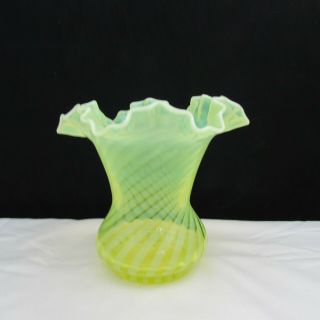 Fenton Topaz Opalescent Spiral Optic Vase 1940 W183 2