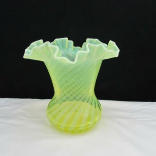 Fenton Topaz Opalescent Spiral Optic Vase 1940 W183 3
