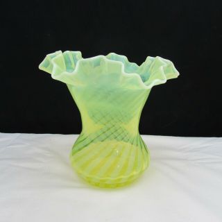 Fenton Topaz Opalescent Spiral Optic Vase 1940 W183 4