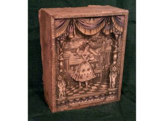 19thc Victorian Box Toy,  Ballet,  Dancing Ballerina Automaton: Fanny Elssler?