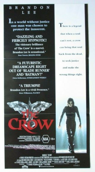 The Crow 1994 Orig Australian Daybill Movie Poster Brandon Lee Supernatural