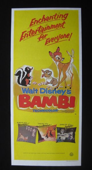 Bambi Australian Daybill Movie Poster Walt Disney Classic Animation