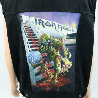 Iron Maiden Denim Jacket Vest Black Jean Trucker Upcycle Adult Xlarge
