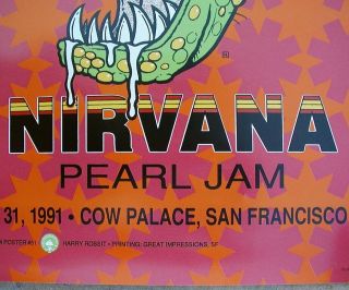 1991 RED HOT CHILI PEPPERS NIRVANA PEARL JAM Concert POSTER Bill Graham Wolfgang 5