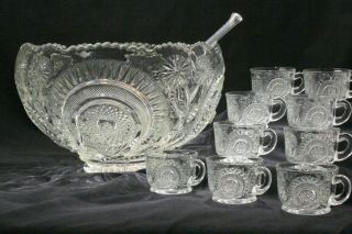 Le Smith Slewed Horseshoe Punch Bowl Set With Ladle And 9 Cups