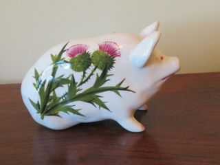 Vintage Nekola Pig Figurine W/ Thistle Flower Decoration J.  Plichta London