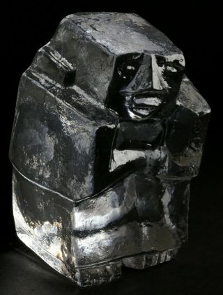 Erik Hoglund Kosta Boda Scandinavian Glass Ice Man Sculpture Paperweight Mcm