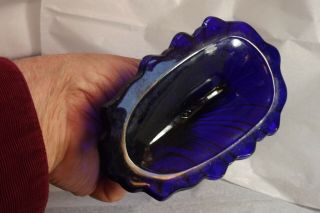 Heisey Glass Warwick Cobalt Cornucopia Horn Of Plenty 7 1/2 