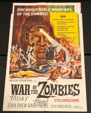War Of The Zombies 27 " X 41 " Ss/folded Movie Poster - 1965