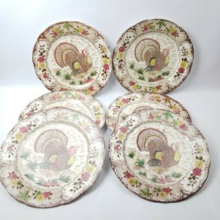 Set Of 6 Vintage Ucagco Japan Turkey Thanksgiving Plates