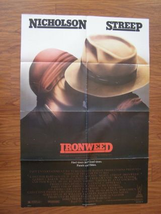 Vintage Movie Poster 1 Sheet 1987 Ironweed Jack Nicholson,  Meryl Streep