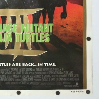 Teenage Mutant Ninja Turtles 3 1993 Double Sided Movie Poster 27 