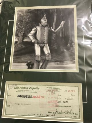 Jack Haley Auto Signed Autograph Check,  Photo Framed Tin Man Wizard Of Oz W