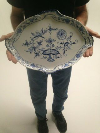 Antique Vintage Meissen " Blue Onion Cross  Swords Platter/tray