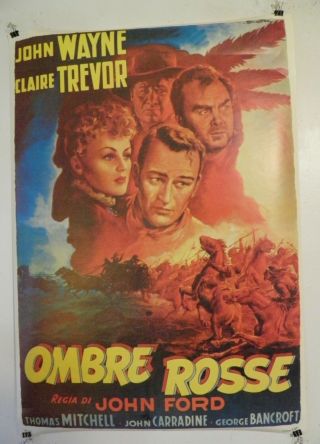 John Wayne Stagecoach Ombre Rosse Ballester Italian Poster 26 By 38 60 