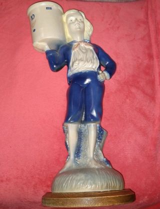 Rare Red Wing Commemorative 1984 Artist In The Park Boy With Crock Statue