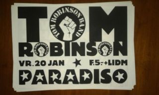 Tom Robinson Band Punk Concert Poster Amsterdam Paradiso Art Kbd Rare 1878