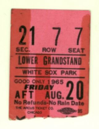 Rare The Beatles 8/20/65 Chicago Il White Sox Park Ticket Stub Pre Comisky