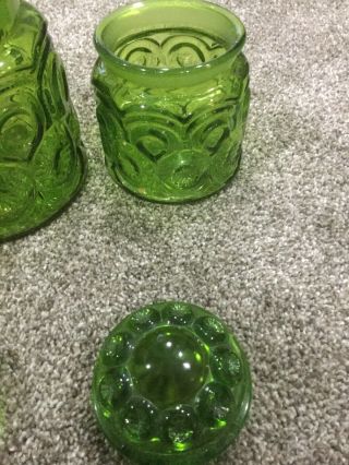 LE Smith Green Moon and Stars 4 - Pc.  Canister Set w/ Lids Vintage Cond. 3