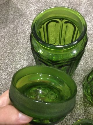 LE Smith Green Moon and Stars 4 - Pc.  Canister Set w/ Lids Vintage Cond. 8