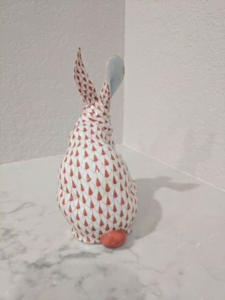 Herend Hungary Handpainted Porcelain Fishnet Figurine Bunny Rabbit Ears Up 3