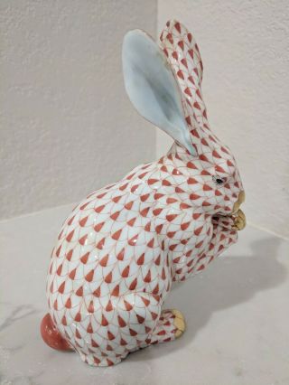 Herend Hungary Handpainted Porcelain Fishnet Figurine Bunny Rabbit Ears Up 4