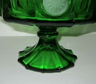 FOSTORIA COIN EMERALD GREEN GLASS FOOTED COMPOTE 2