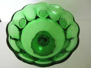 FOSTORIA COIN EMERALD GREEN GLASS FOOTED COMPOTE 3