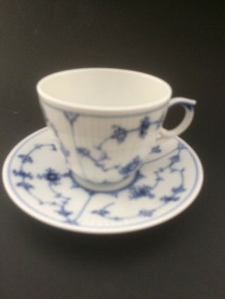5 Royal Copenhagen Blue Fluted Plain Coffee Cups And Saucers No.  2162