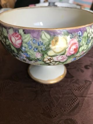 Vintage Willets Belleek Bowl With Hand Painted Floral Design,  Has Gold Edging.